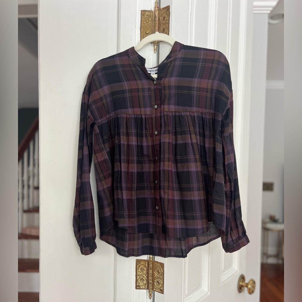 Elizabeth and James Purple Plaid Shirt